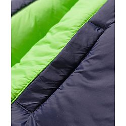 Babyhug Woven Full Raglan Sleeves Hooded Padded Jacket With Number Patch - Navy Blue & Green