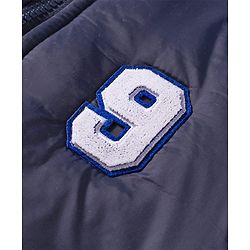 Babyhug Woven Full Raglan Sleeves Hooded Padded Jacket With Number Patch - Navy Blue & Green
