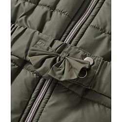 Babyhug Woven Full Sleeves Hooded Padded Jacket with Floral Applique & Belt - Olive Green