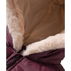 Babyhug Woven Full Sleeves Hooded Padded Jacket with Bow Belt - Wine