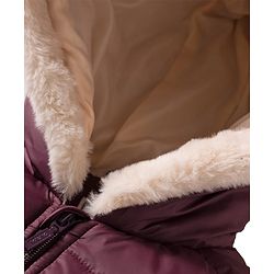 Babyhug Woven Full Sleeves Hooded Padded Jacket with Bow Belt - Wine
