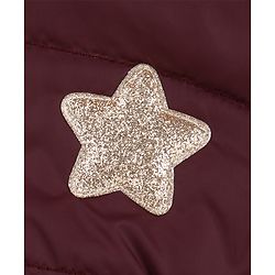 Babyhug Woven Full Sleeves Hooded Padded Jacket with Bow Belt - Wine