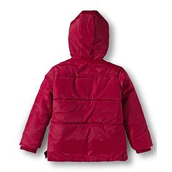 Babyhug Woven Full Sleeves Hooded Coat with Glittery Star Print - Maroon