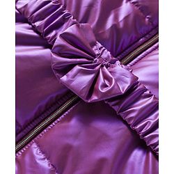 Babyhug Woven Full Sleeves Knee Length Hooded Padded Jacket with Bow Applique - Purple
