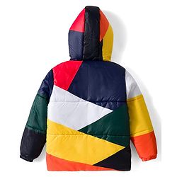 Babyhug Woven Full Sleeves Hooded Padded Jacket with Color Block - Multicolor