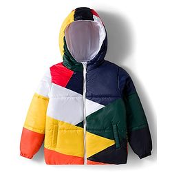 Babyhug Woven Full Sleeves Hooded Padded Jacket with Color Block - Multicolor