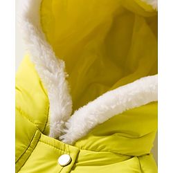 Babyhug Woven Full Raglan Sleeves Hooded Padded Jacket With Floral Applique - Lime Green