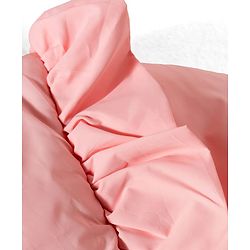 Babyhug Woven Full Sleeves Hooded Jacket with Frill Detailing Cinched Waist & Kitty Applique - Pink
