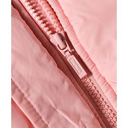 Babyhug Woven Full Sleeves Hooded Jacket with Frill Detailing Cinched Waist & Kitty Applique - Pink