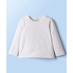 Babyhug Cotton Woven Full Sleeves Frock With Polka Dot Printed Inner Tee & Sling Bag - Lavender