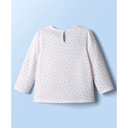 Babyhug Cotton Woven Full Sleeves Frock With Polka Dot Printed Inner Tee & Sling Bag - Lavender