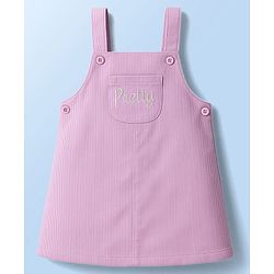 Babyhug Cotton Woven Full Sleeves Frock With Polka Dot Printed Inner Tee & Sling Bag - Lavender