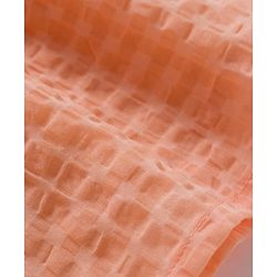 Babyhug Cotton Woven Half Sleeves Frock With Inner Tee & Polka Dot Print - Peach
