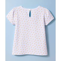 Babyhug Cotton Woven Half Sleeves Frock With Inner Tee & Polka Dot Print - Peach