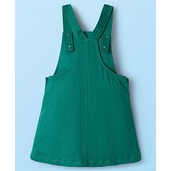 Babyhug Cotton Woven Frock & Full Sleeves Inner Tee With Floral Print & Embroidery Detailing - Green