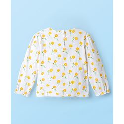 Babyhug Cotton Woven Frock & Full Sleeves Inner Tee With Floral Print & Embroidery Detailing - Green