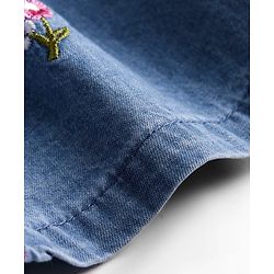 Babyhug Cotton Woven Floral Embroidered Frock With Full Sleeves Inner Tee & Belt  - Pink & Blue