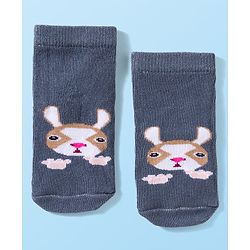 Cute Walk by Babyhug Knit Anti Bacterial Ankle Length Socks With Animal Design Pack of 3 - Multicolor