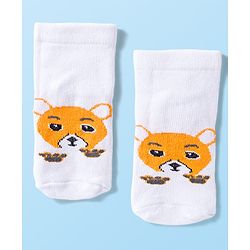 Cute Walk by Babyhug Knit Anti Bacterial Ankle Length Socks With Animal Design Pack of 3 - Multicolor