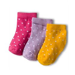 Cute Walk by Babyhug Knit Anti Bacterial Ankle Length Socks With Polka Dot Design Pack of 3 - Multicolor