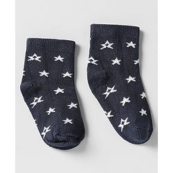 Cutewalk by Babyhug Ankle Length Anti-Bacterial Socks with Star Design & Stripes Pack of 3 - Navy Blue & Red