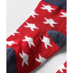 Cutewalk by Babyhug Ankle Length Anti-Bacterial Socks with Star Design & Stripes Pack of 3 - Navy Blue & Red