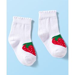 Cute Walk by Babyhug Knit Anti Bacterial Ankle Length Socks With Polka Dot & Strawberry Design Pack of 3 - Multicolor