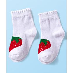 Cute Walk by Babyhug Knit Anti Bacterial Ankle Length Socks With Polka Dot & Strawberry Design Pack of 3 - Multicolor