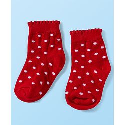 Cute Walk by Babyhug Knit Anti Bacterial Ankle Length Socks With Polka Dot & Strawberry Design Pack of 3 - Multicolor