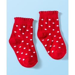 Cute Walk by Babyhug Knit Anti Bacterial Ankle Length Socks With Polka Dot & Strawberry Design Pack of 3 - Multicolor