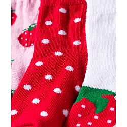 Cute Walk by Babyhug Knit Anti Bacterial Ankle Length Socks With Polka Dot & Strawberry Design Pack of 3 - Multicolor