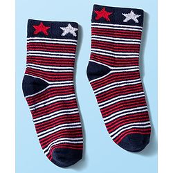 Cute Walk by Babyhug Knit Anti Bacterial Ankle Length Socks With Stripes & Star Design Pack of 5 - Multicolor
