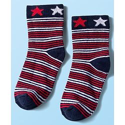 Cute Walk by Babyhug Knit Anti Bacterial Ankle Length Socks With Stripes & Star Design Pack of 5 - Multicolor
