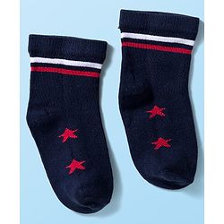 Cute Walk by Babyhug Knit Anti Bacterial Ankle Length Socks With Stripes & Star Design Pack of 5 - Multicolor