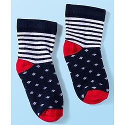 Cute Walk by Babyhug Knit Anti Bacterial Ankle Length Socks With Stripes & Star Design Pack of 5 - Multicolor