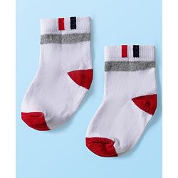 Cute Walk by Babyhug Knitted Ankle Length Anti-bacterial Sock with Stripes Print Pack of 5 - Blue & White
