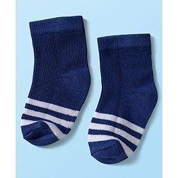 Cute Walk by Babyhug Knitted Ankle Length Anti-bacterial Sock with Stripes Print Pack of 5 - Blue & White