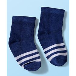 Cute Walk by Babyhug Knitted Ankle Length Anti-bacterial Sock with Stripes Print Pack of 5 - Blue & White