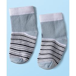 Cute Walk by Babyhug Knitted Ankle Length Anti-bacterial Sock with Stripes Print Pack of 5 - Blue & White