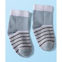 Cute Walk by Babyhug Knitted Ankle Length Anti-bacterial Sock with Stripes Print Pack of 5 - Blue & White