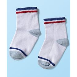 Cute Walk by Babyhug Knitted Ankle Length Anti-bacterial Sock with Stripes Print Pack of 5 - Blue & White
