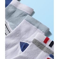 Cute Walk by Babyhug Knitted Ankle Length Anti-bacterial Sock with Stripes Print Pack of 5 - Blue & White