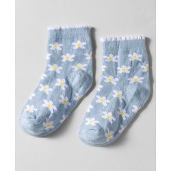 Cute Walk by Babyhug Knit Anti Bacterial Ankle Length Socks With Stripes & Floral Design Pack of 3 - Multicolor