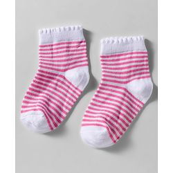Cute Walk by Babyhug Knit Anti Bacterial Ankle Length Socks With Stripes & Floral Design Pack of 3 - Multicolor