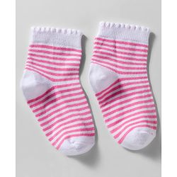 Cute Walk by Babyhug Knit Anti Bacterial Ankle Length Socks With Stripes & Floral Design Pack of 3 - Multicolor