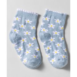 Cute Walk by Babyhug Knit Anti Bacterial Ankle Length Socks With Stripes & Floral Design Pack of 3 - Multicolor