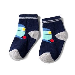 Cute Walk by Babyhug Knit Anti Bacterial Ankle Length Socks With Stripes & Space Theme Design Pack of 3 - Multicolor