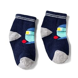 Cute Walk by Babyhug Knit Anti Bacterial Ankle Length Socks With Stripes & Space Theme Design Pack of 3 - Multicolor