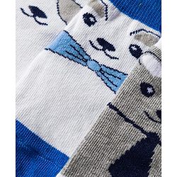 Cute Walk by Babyhug Knit Anti Bacterial Ankle Length Socks With Animal Design Pack of 3 - Multicolor