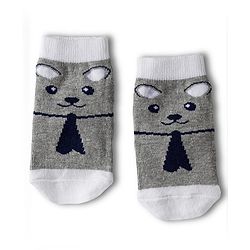 Cute Walk by Babyhug Knit Anti Bacterial Ankle Length Socks With Animal Design Pack of 3 - Multicolor